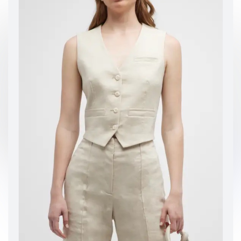 Veronica Beard Neutral Cream Tailored Vest - Picture 2 of 6